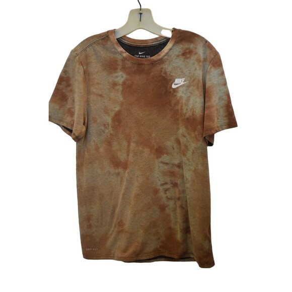 Men's Nike Dryfit Brown Custom Bleach Dye T-shirt Size M - Picture 1 of 5